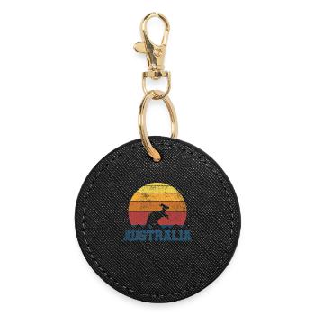 Australien Känguru - Runder Schlüsselanhänger - Schwarz - Vorne