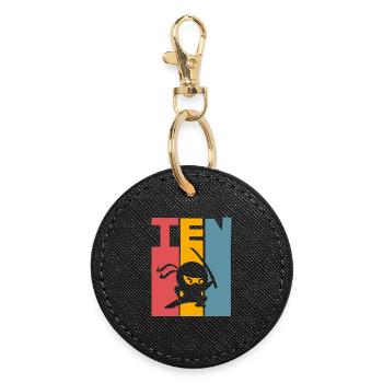 Ninja 10th Birthday Kids - Round Keyring - black - Front
