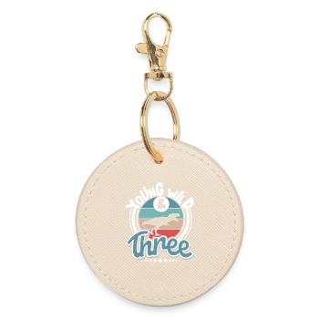 3 years children's birthday Dino Dinosaur - Round Keyring - oyster - Front