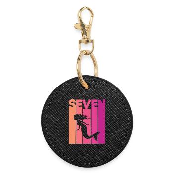 Mermaid 7 years children 7th birthday - Round Keyring - black - Front
