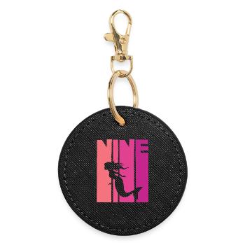Mermaid 9 years children 9th birthday - Round Keyring - black - Front