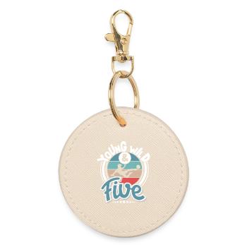 Football 5 years children's birthday party - Round Keyring - oyster - Front