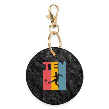 Football 10 years children's birthday party - Round Keyring - black - Front