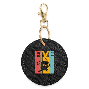 Ninja 5th Birthday Kids - Round Keyring - black - Front