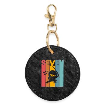 Ninja 7th Birthday Kids - Round Keyring - black - Front