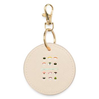 sushi kit chopsticks manga wasabi japan rice fish - Round Keyring - oyster - Front