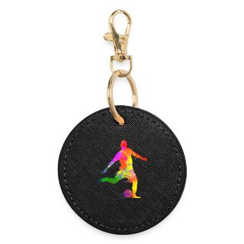 Paint Splashes Soccer Lover Graphic Soccer Player - Round Keyring - black - Front