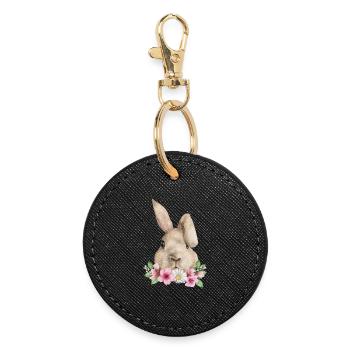 Lapin Lapin Floppy Oreille Lapin de Pâques Lapin Maman - Porte-clés rond - noir - Devant
