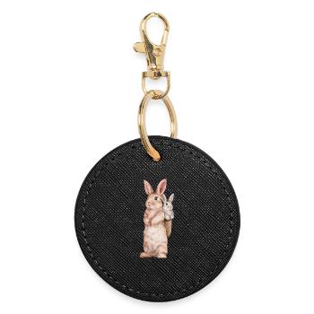 Lapin Lapin Floppy Oreille Lapin de Pâques Lapin Maman - Porte-clés rond - noir - Devant