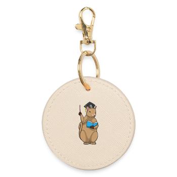 Squirrel Teacher Book School - Round Keyring - oyster - Front