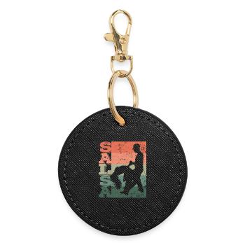 Salsa Dancing Couple Dance Latin American Vintage - Porte-clés rond - noir - Devant