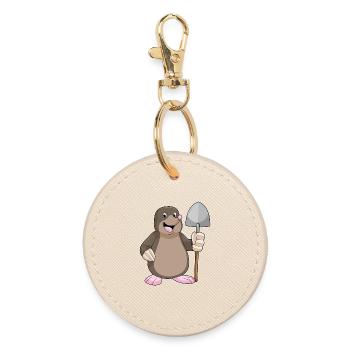 Mole Miner Shovel Mining - Round Keyring - oyster - Front