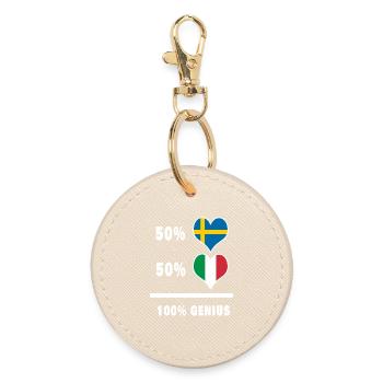 Italy and Sweden Genius / present - Round Keyring - oyster - Front