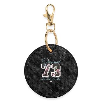 1973 Année de naissance Anniversaire Fleurs - Porte-clés rond - noir - Devant