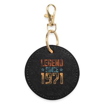 1971 Born Year of birth Birthday - Round Keyring - black - Front