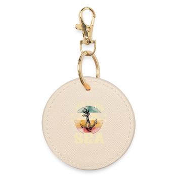 Sailing Motorboat Sailor Ship Captain Anchor - Round Keyring - oyster - Front
