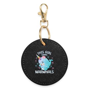 Cette fille aime les narvals - Porte-clés rond - noir - Devant