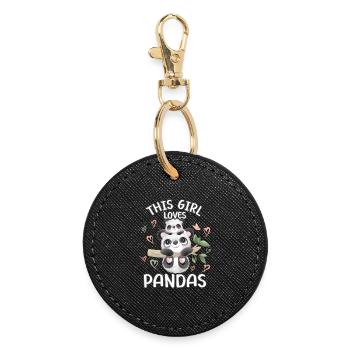 Cette fille aime les pandas - Porte-clés rond - noir - Devant