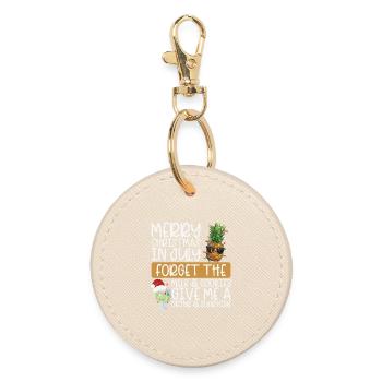 Pineapple Merry Christmas in July - Round Keyring - oyster - Front