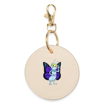 Butterfly Glasses - Round Keyring - oyster - Front