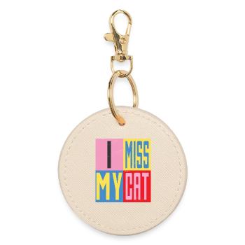 I miss my cat - Round Keyring - oyster - Front