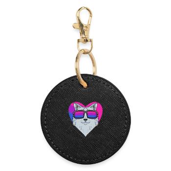 Bisexual Siberian Cat - Cat with Glasses - Round Keyring - black - Front