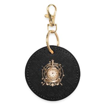 Montre Steampunk au look antique avec engrenages - Porte-clés rond - noir - Devant