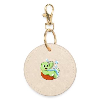 Turtle Bathing Bathtub - Round Keyring - oyster - Front