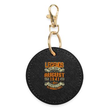 1941 August Birthday Legend - Round Keyring - black - Front