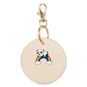 Rainbow Panda - Round Keyring - oyster - Front