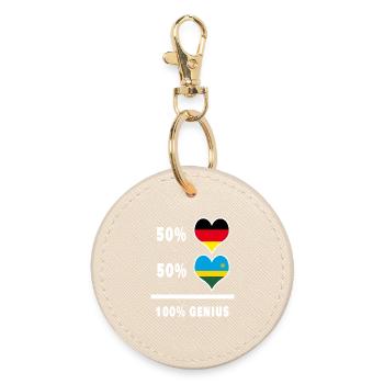 Deutschland und Ruanda 100% Genial / Geschenk - Runder Schlüsselanhänger - Auster - Vorne