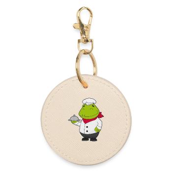 Frosch Koch Servierglocke Kochen - Runder Schlüsselanhänger - Auster - Vorne