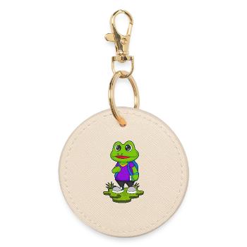 Frosch Wanderer Rucksack Wandern - Runder Schlüsselanhänger - Auster - Vorne