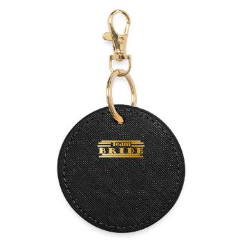 Team Braut in Gold - Runder Schlüsselanhänger - Schwarz - Vorne
