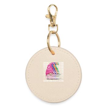 Gnome One Fights Alone Fight Cancer - Round Keyring - oyster - Front