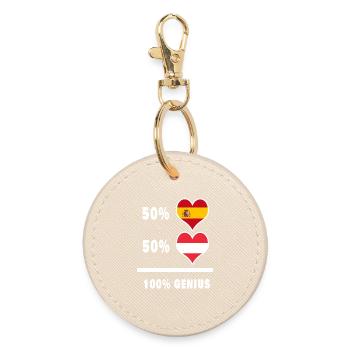 Austria and Spain Genius / gift - Round Keyring - oyster - Front