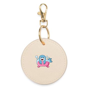 Dolphin Bathing Bathtub - Round Keyring - oyster - Front