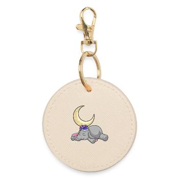 Elefant Mond - Runder Schlüsselanhänger - Auster - Vorne