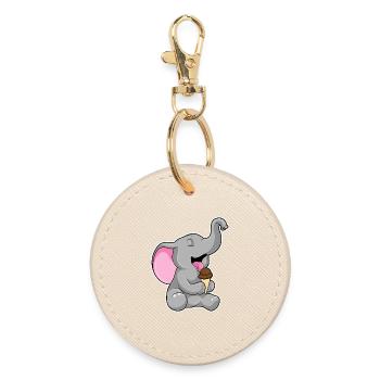 Elefant Waffeleis - Runder Schlüsselanhänger - Auster - Vorne