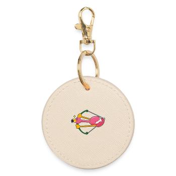 Flamingo as an arrow with bow - Round Keyring - oyster - Front