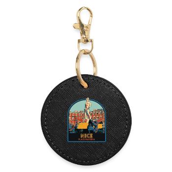 Illustration Place Massena in Nice Côte d'Azur - Round Keyring - black - Front