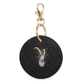 Astrologie capricorne - Porte-clés rond - noir - Devant