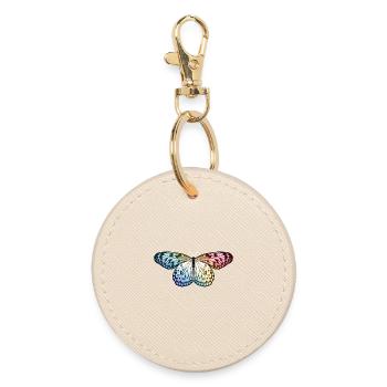 Schmetterling Regenbogen - Runder Schlüsselanhänger - Auster - Vorne