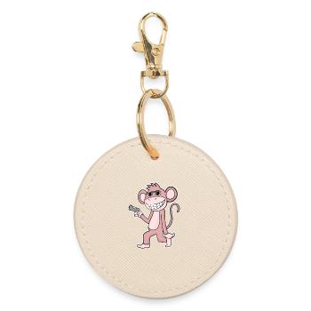Monkey with pistol - Round Keyring - oyster - Front