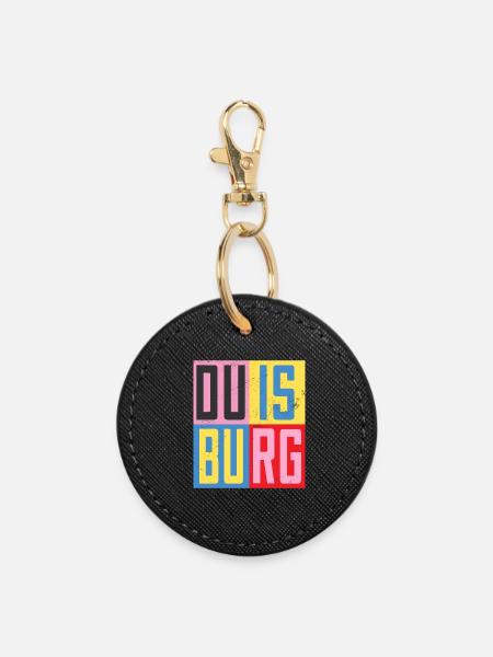 Duisburg Städte Design - Runder Schlüsselanhänger - Schwarz