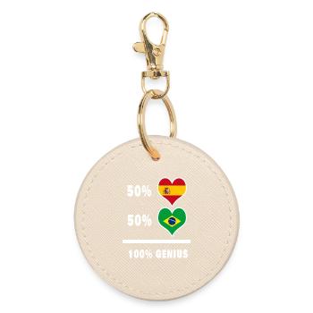 Brazil and Spain genius / gift - Round Keyring - oyster - Front