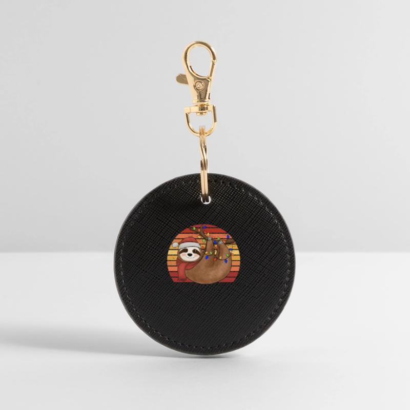 Sloth String Lights Noël Pyjamas Noël Porte-clés rond