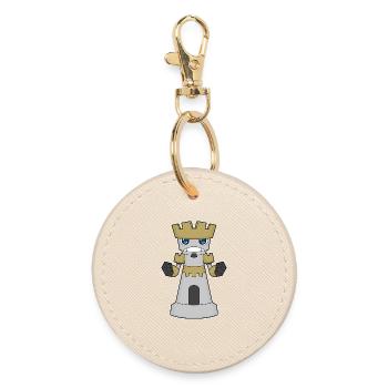 Chess piece Rook Chess - Round Keyring - oyster - Front