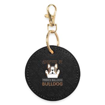 Adopts French Bulldog - Round Keyring - black - Front