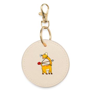 Giraffe Archer Bow Arrow - Round Keyring - oyster - Front